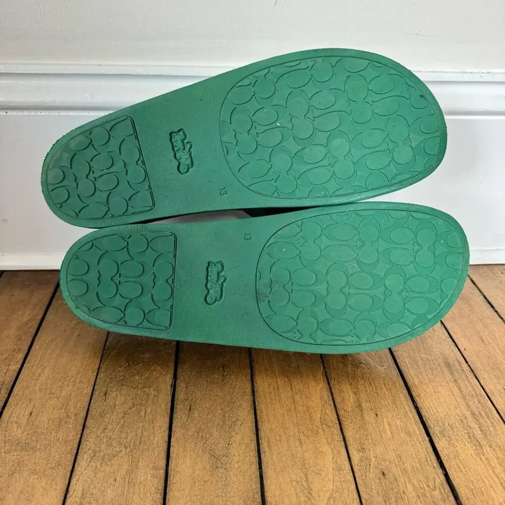 Coach Patch Logo Slide Green Poolslide Sandal Men’s 13